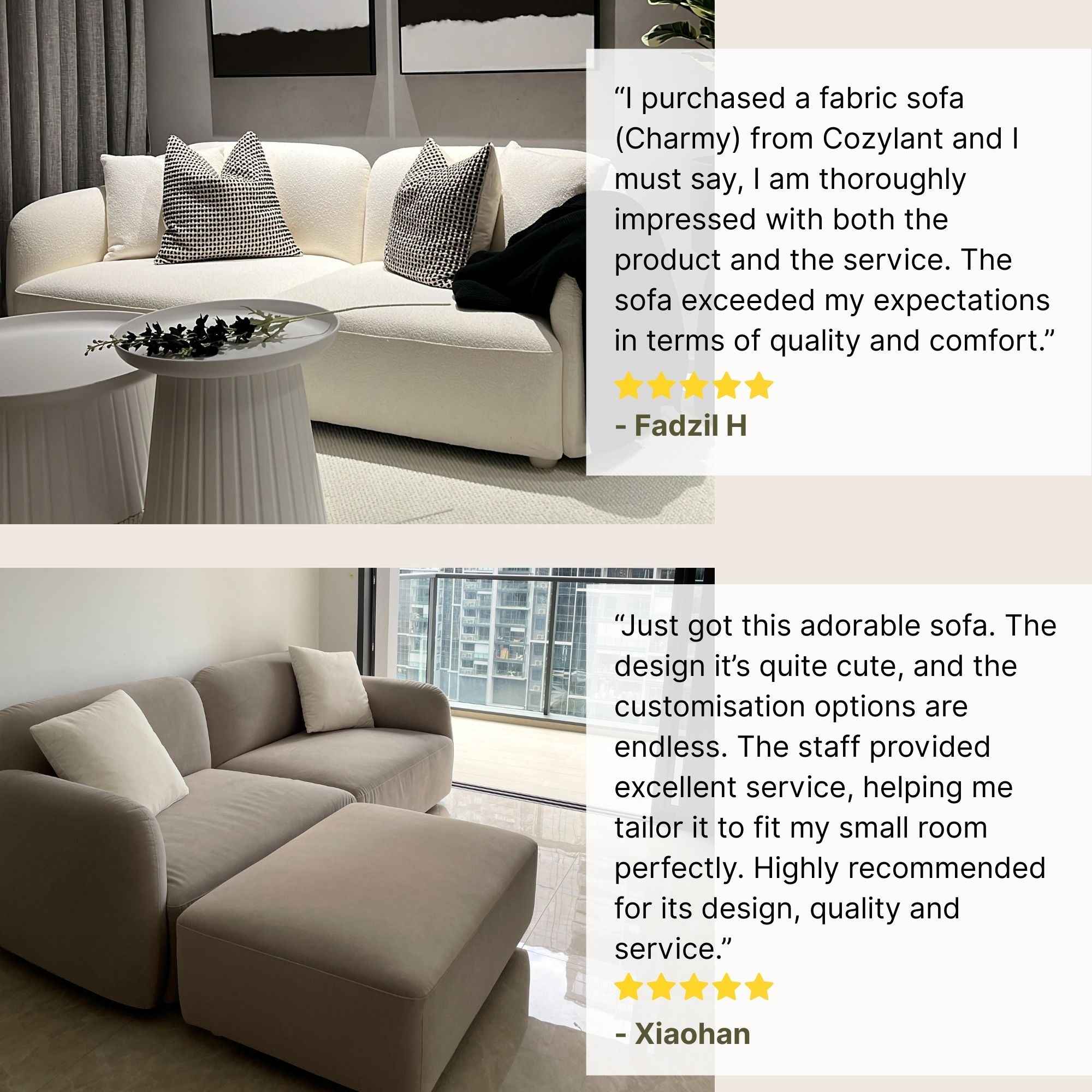 Good reviews of Charmy fabric sofa
