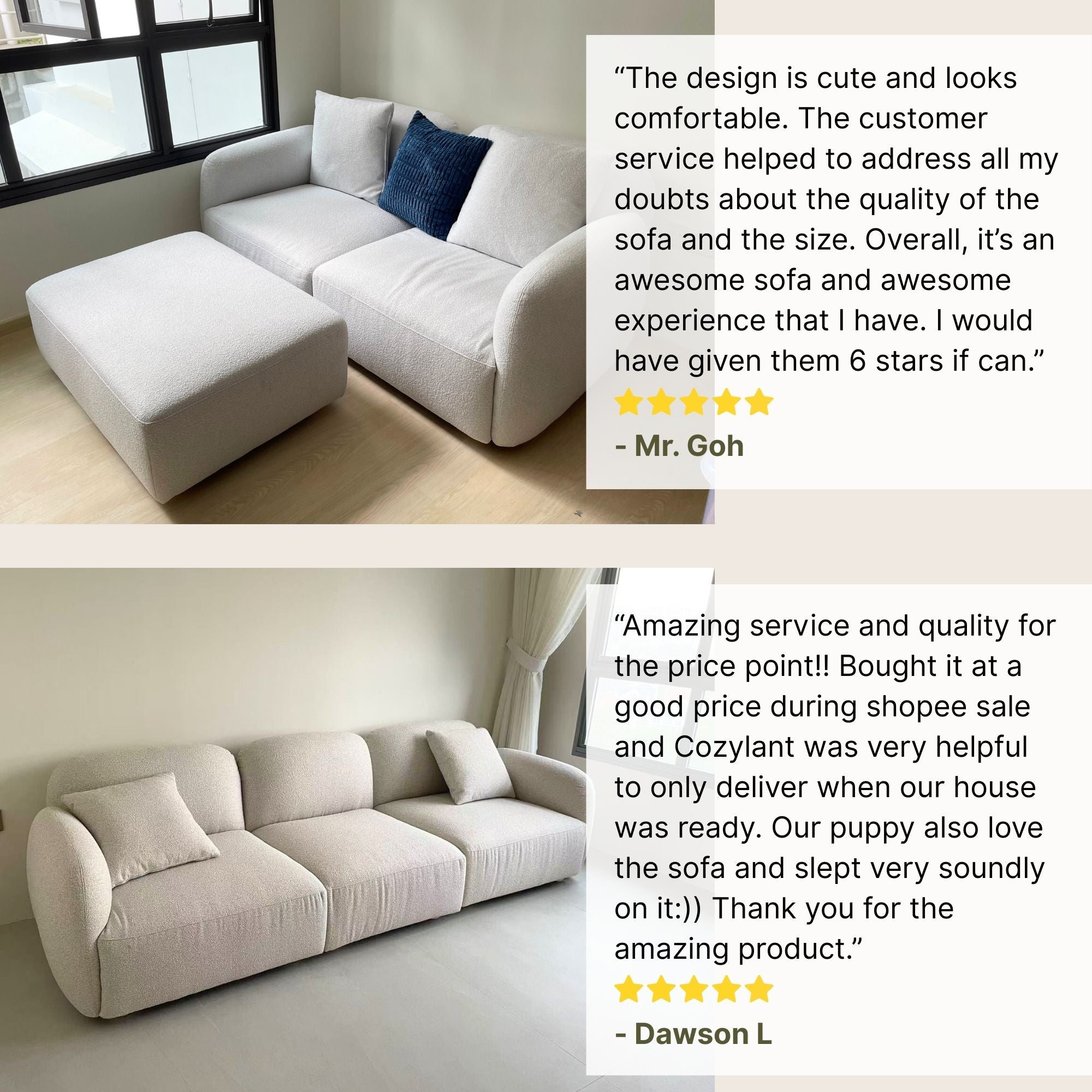 Good reviews for Charmy fabric sofa