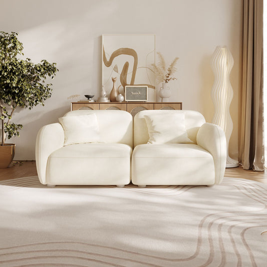 Charmy white fabric 2 seat sofa