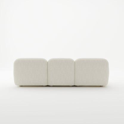 Charmy white fabric 3 seat sofa