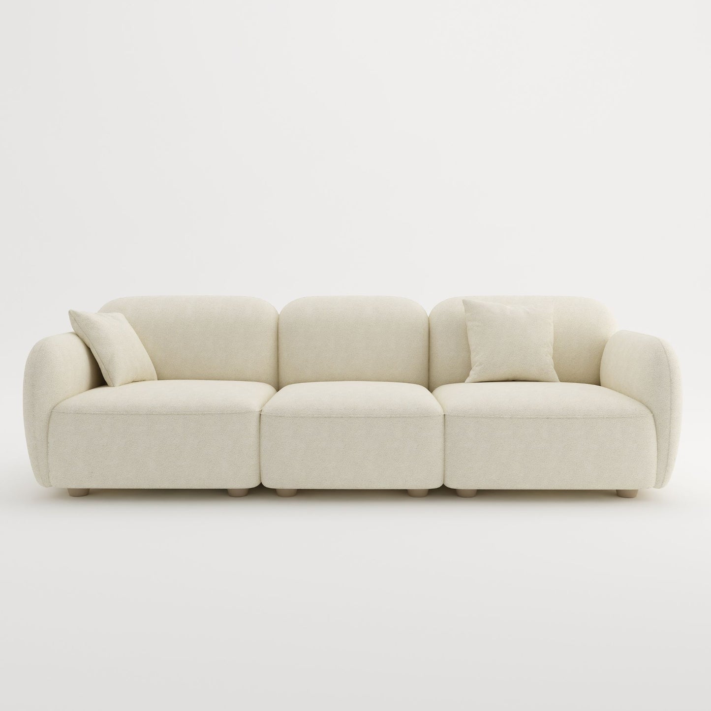 Charmy white fabric 3 seat sofa
