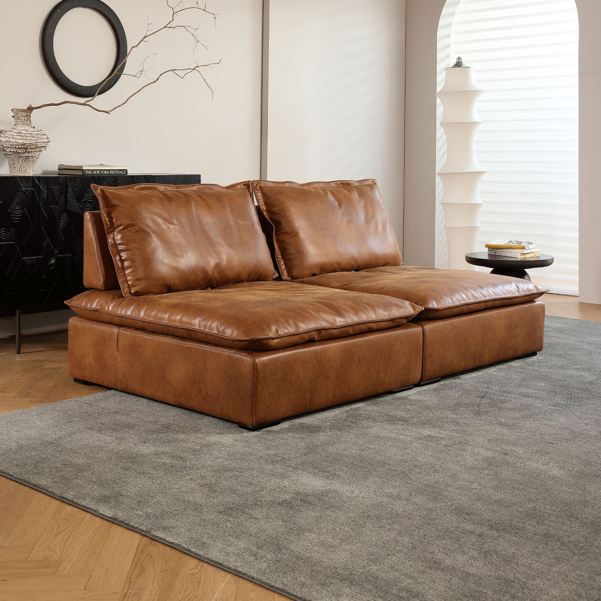 Chime brown faux leather sofa