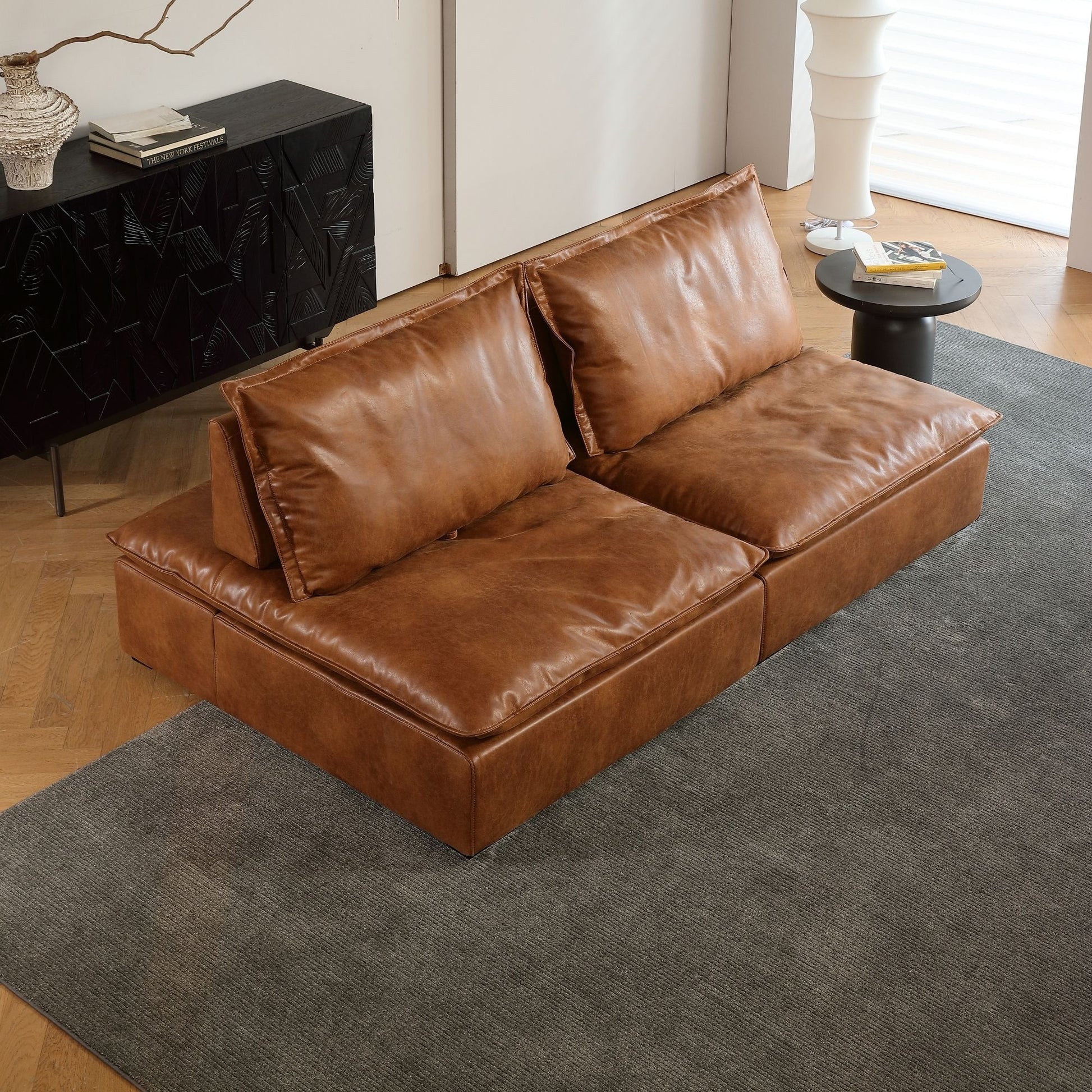 Chime brown faux leather sofa