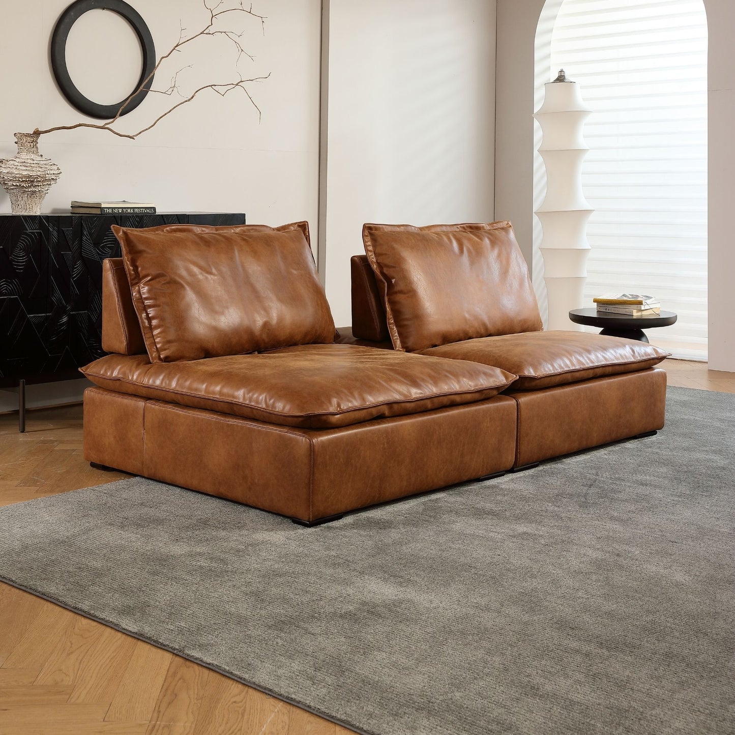 Chime brown faux leather sofa