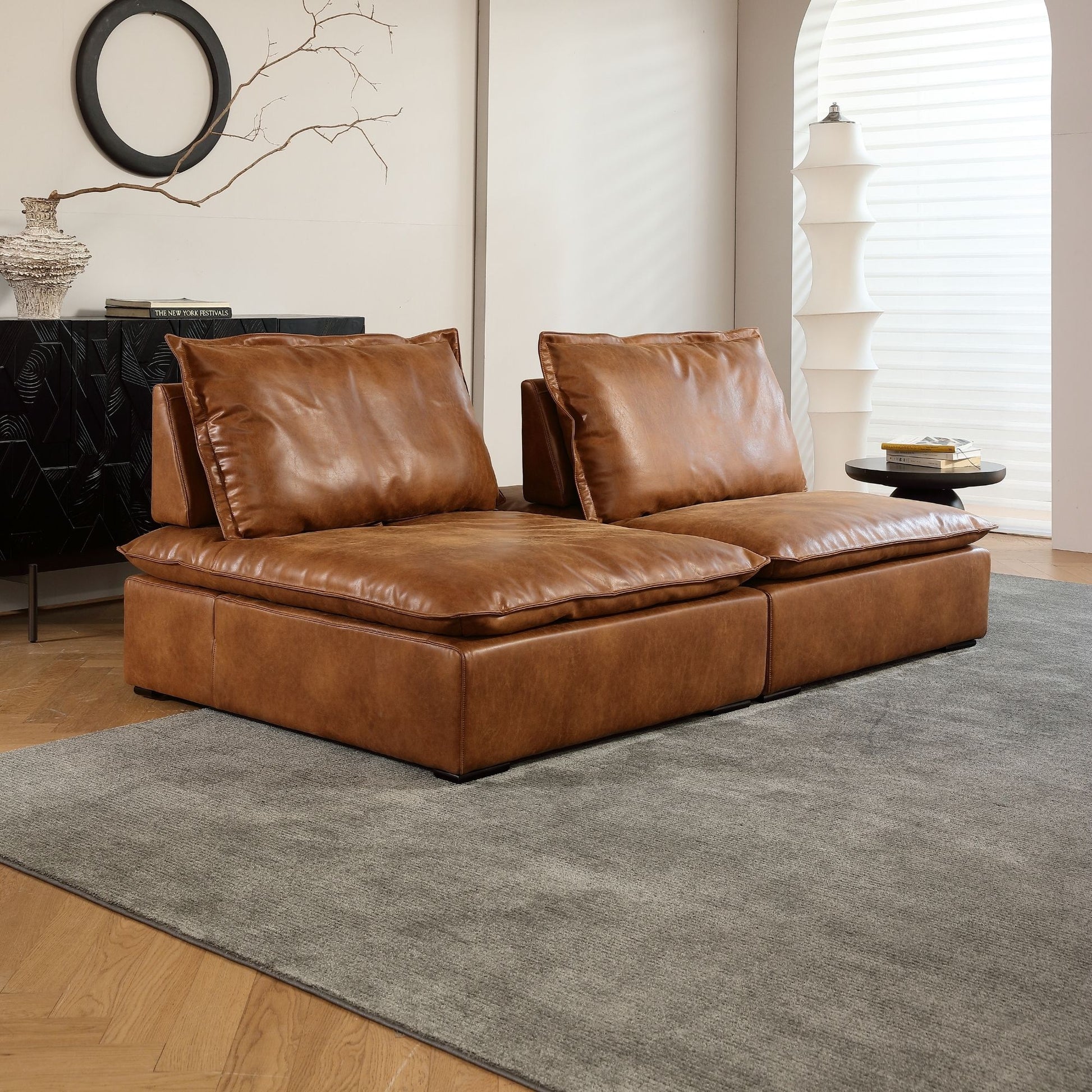 Chime brown faux leather sofa
