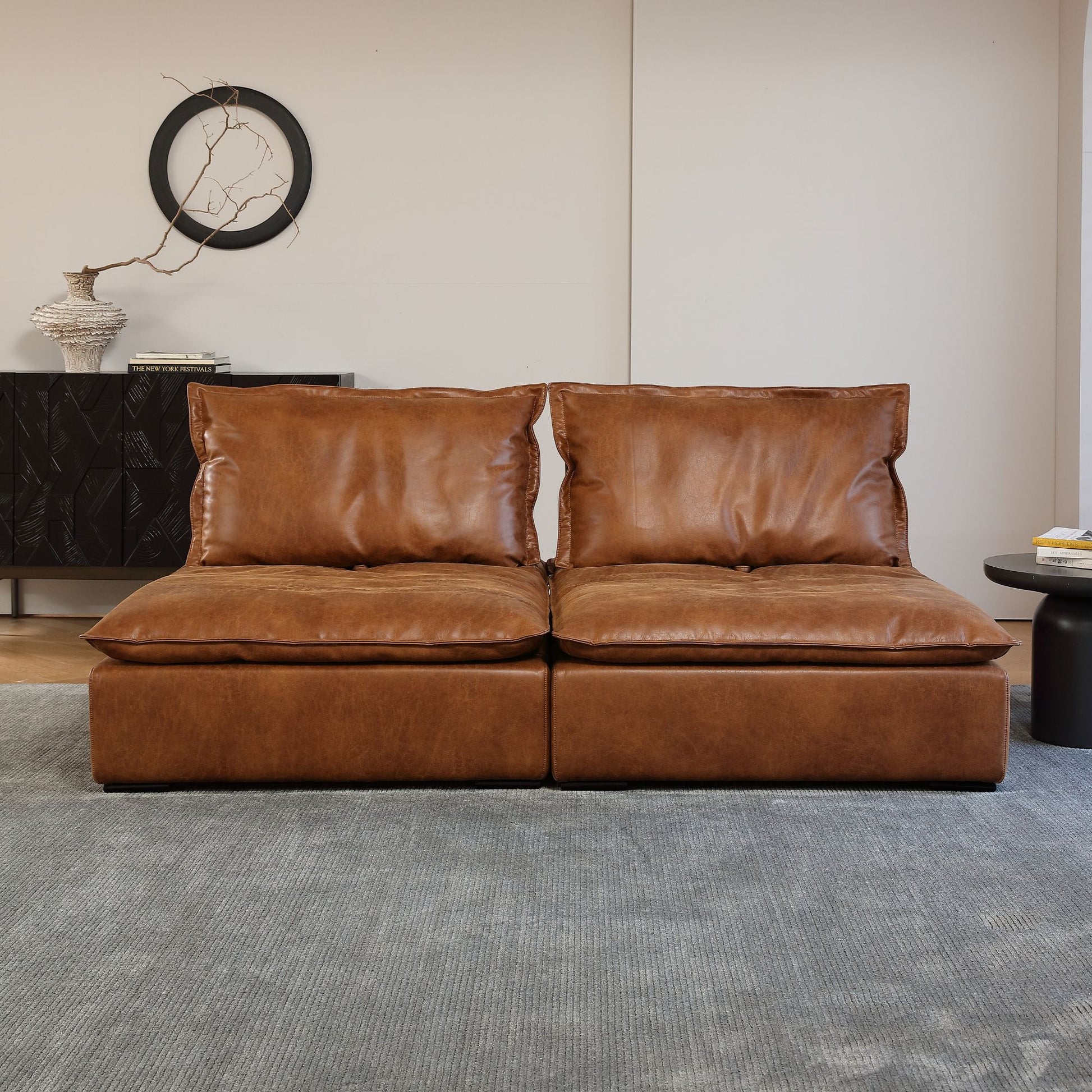 Chime brown faux leather sofa