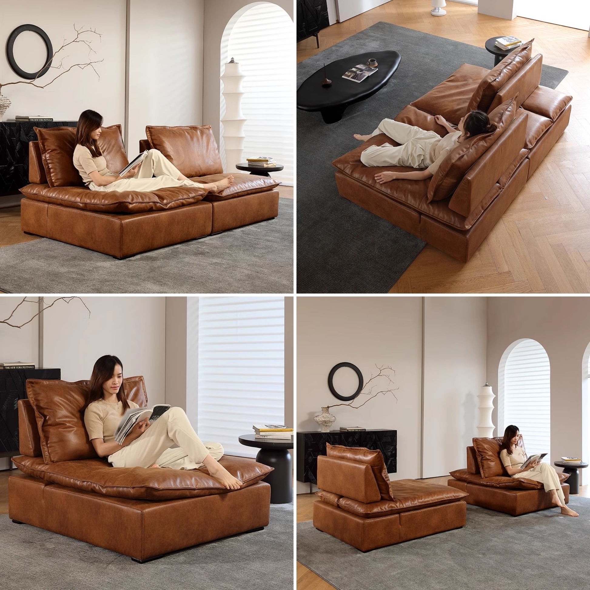 Chime brown faux leather sofa