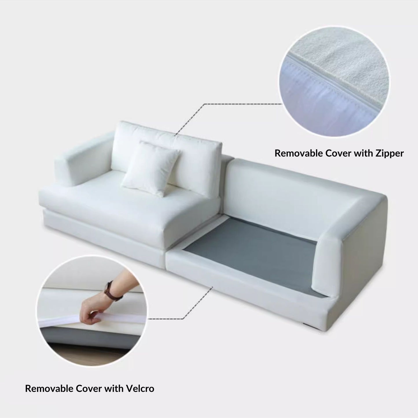 Christy white fabric sofa
