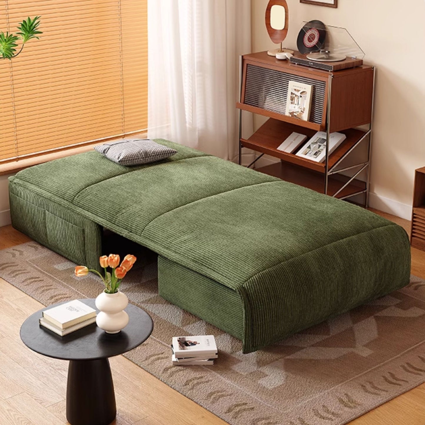 Chronos green fabric sofa bed