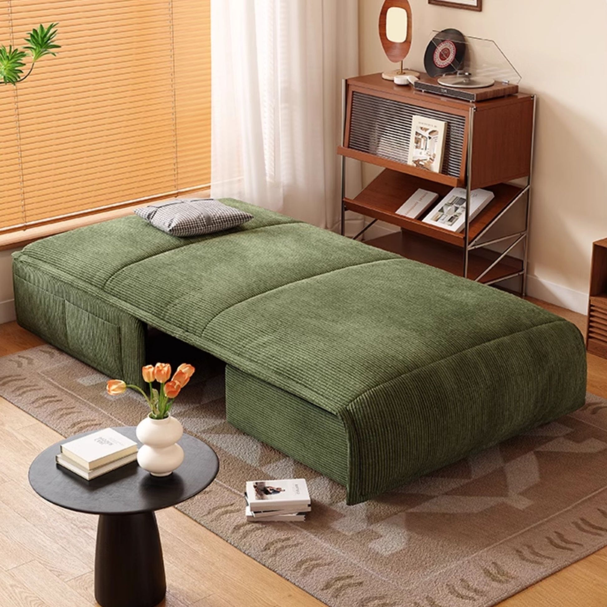 Chronos green fabric sofa bed