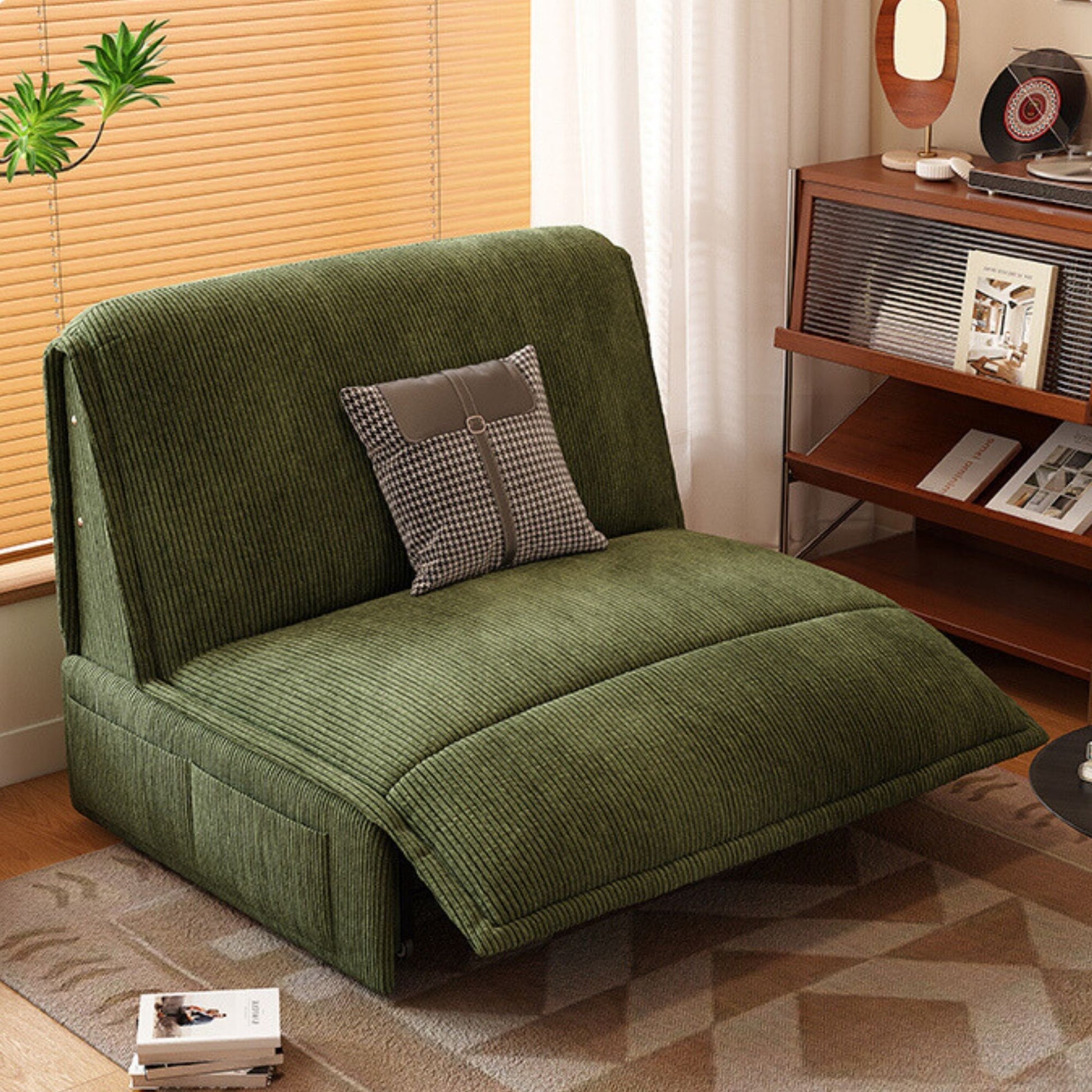 Chronos green fabric sofa bed