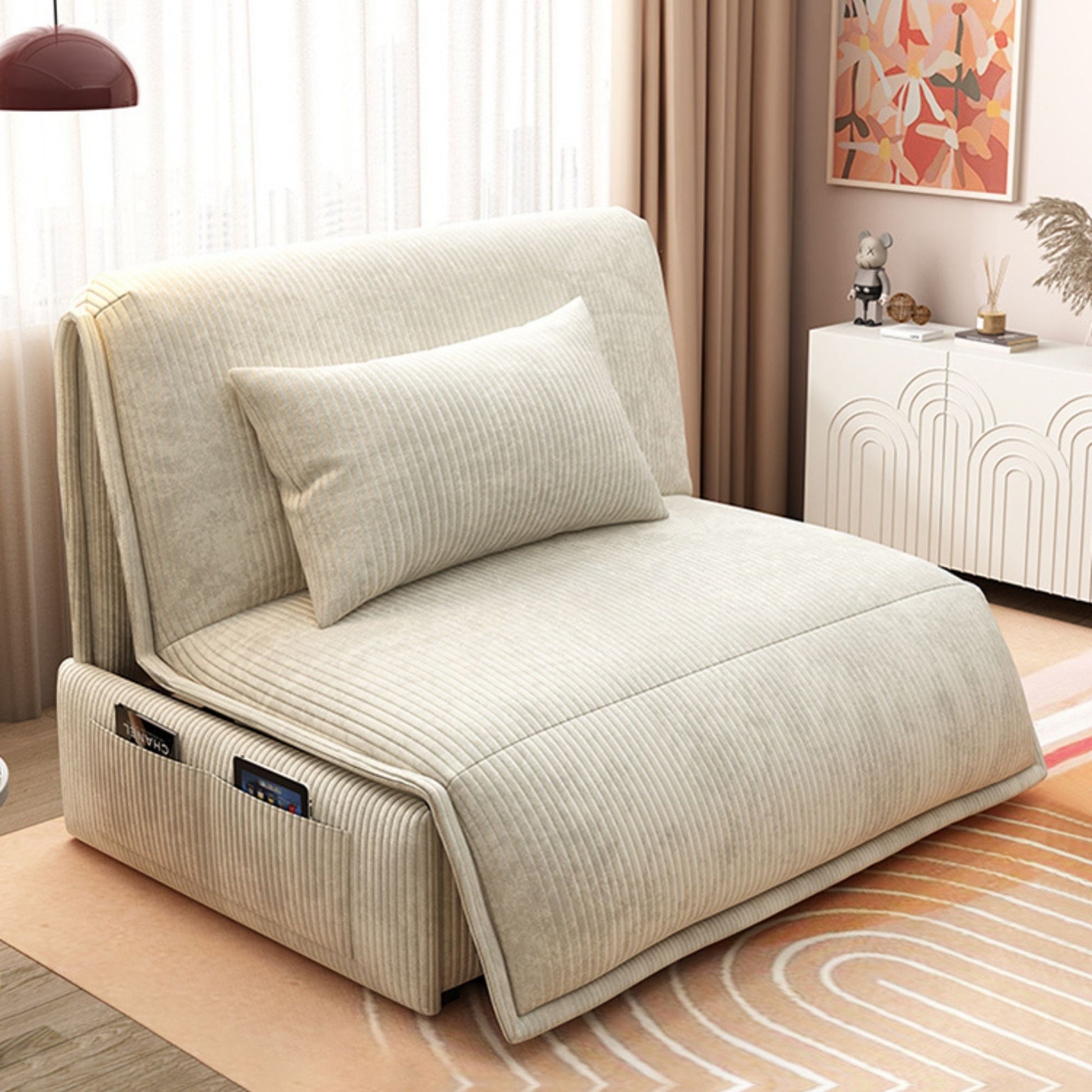 Chronos white fabric sofa bed