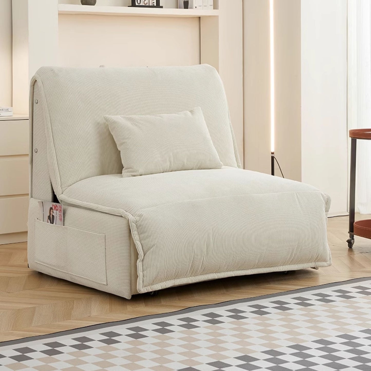Chronos white fabric sofa bed
