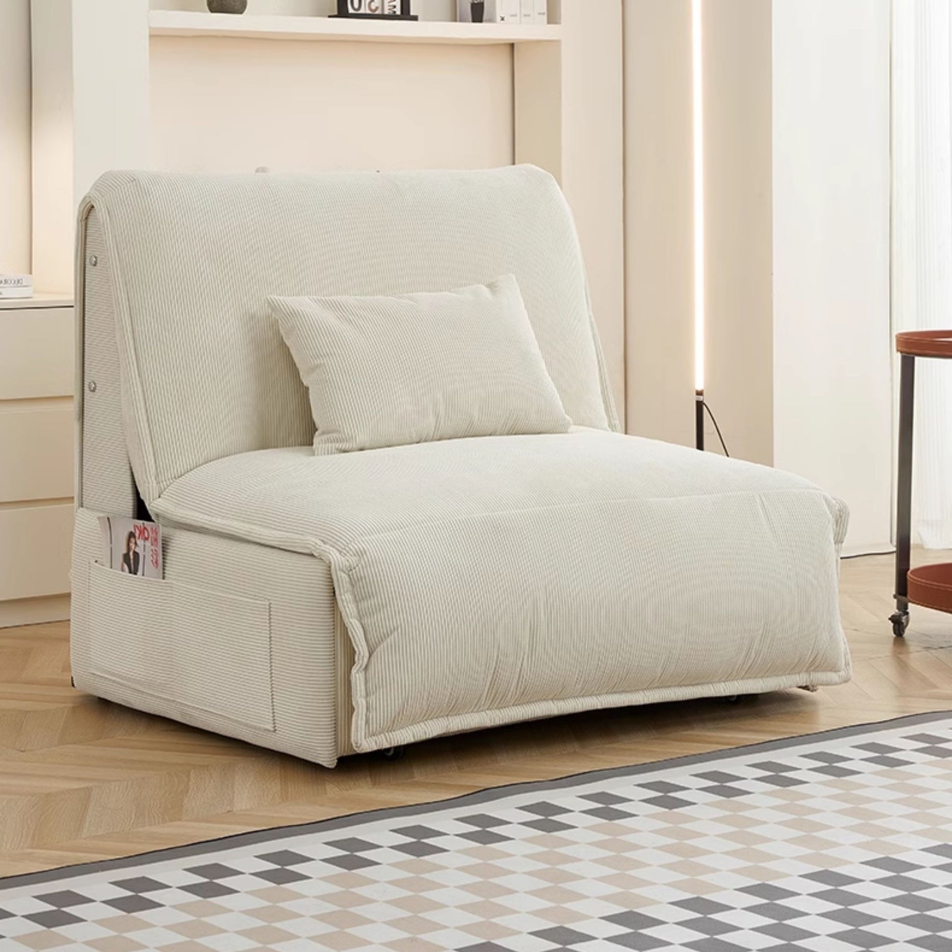 Chronos white fabric sofa bed