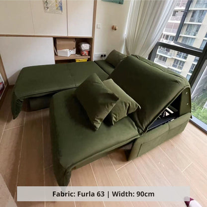 Set of Chronos electric fabric sofa bed in green pet friendly fabric (Other)