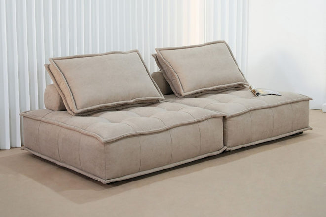 Chunk 105cm beige suede fabric lounge chair | Demo 6