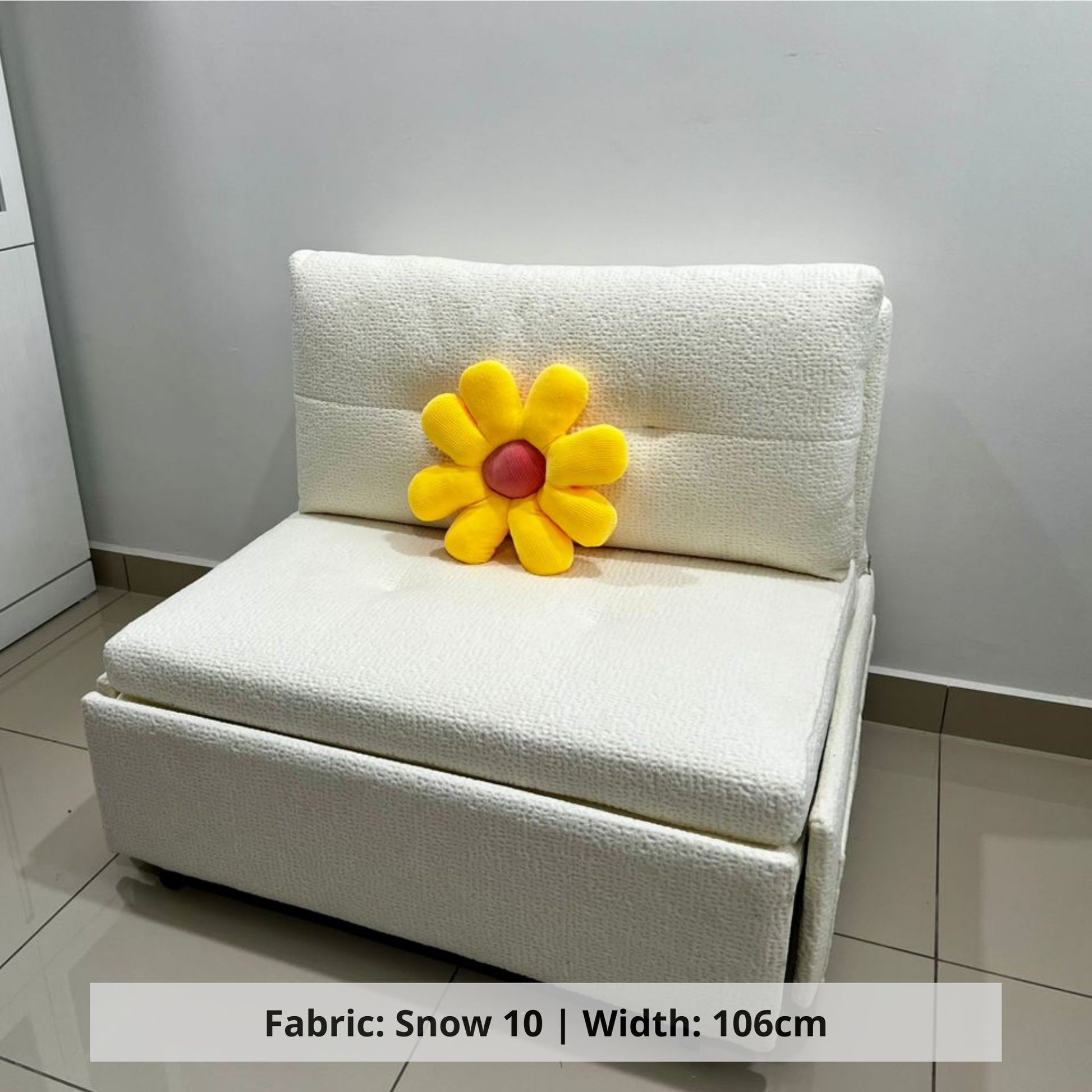 Ciabatta 1 seater white fabric sofa bed (Other)