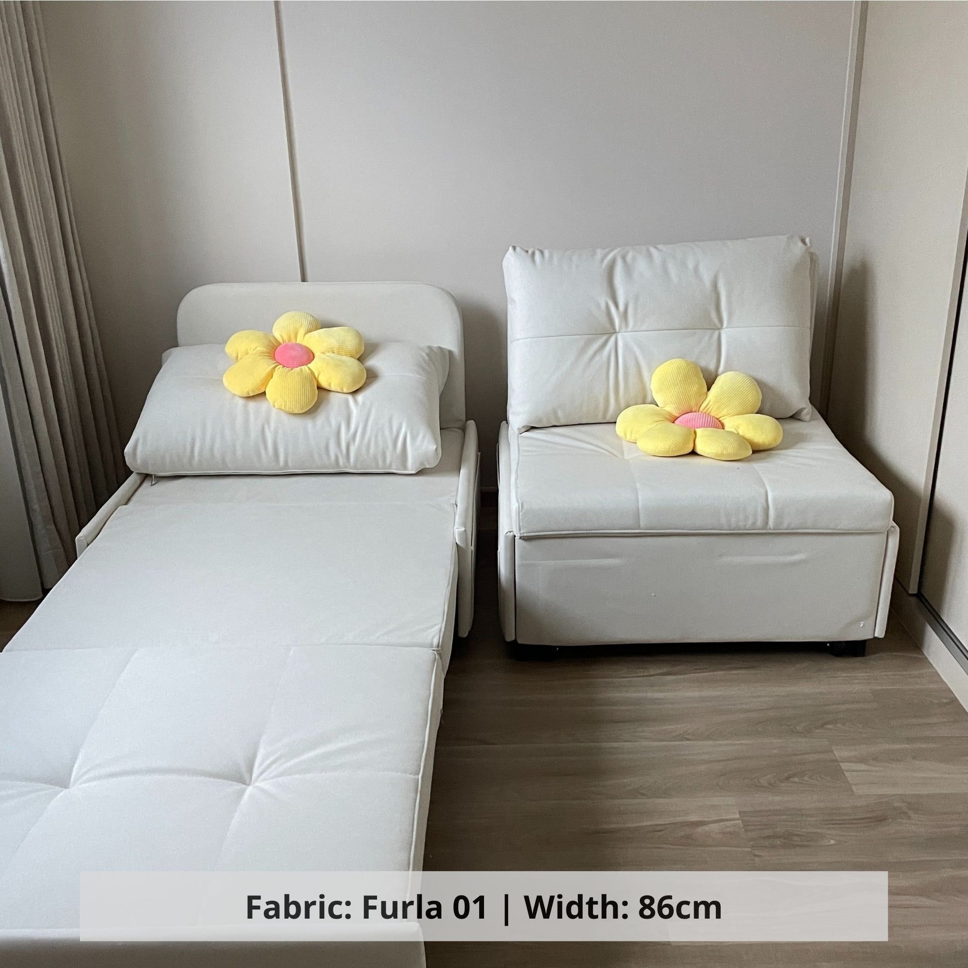 Ciabatta 1 seater white pet friendly fabric sofa bed set (Other)
