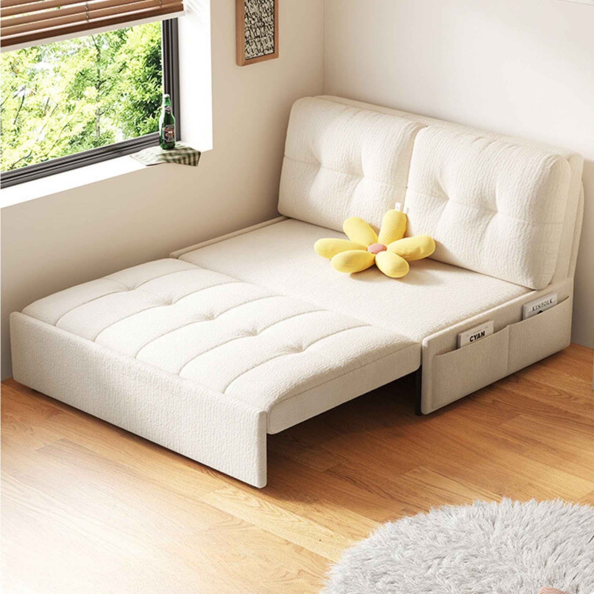 Ciabatta fabric sofa bed large white