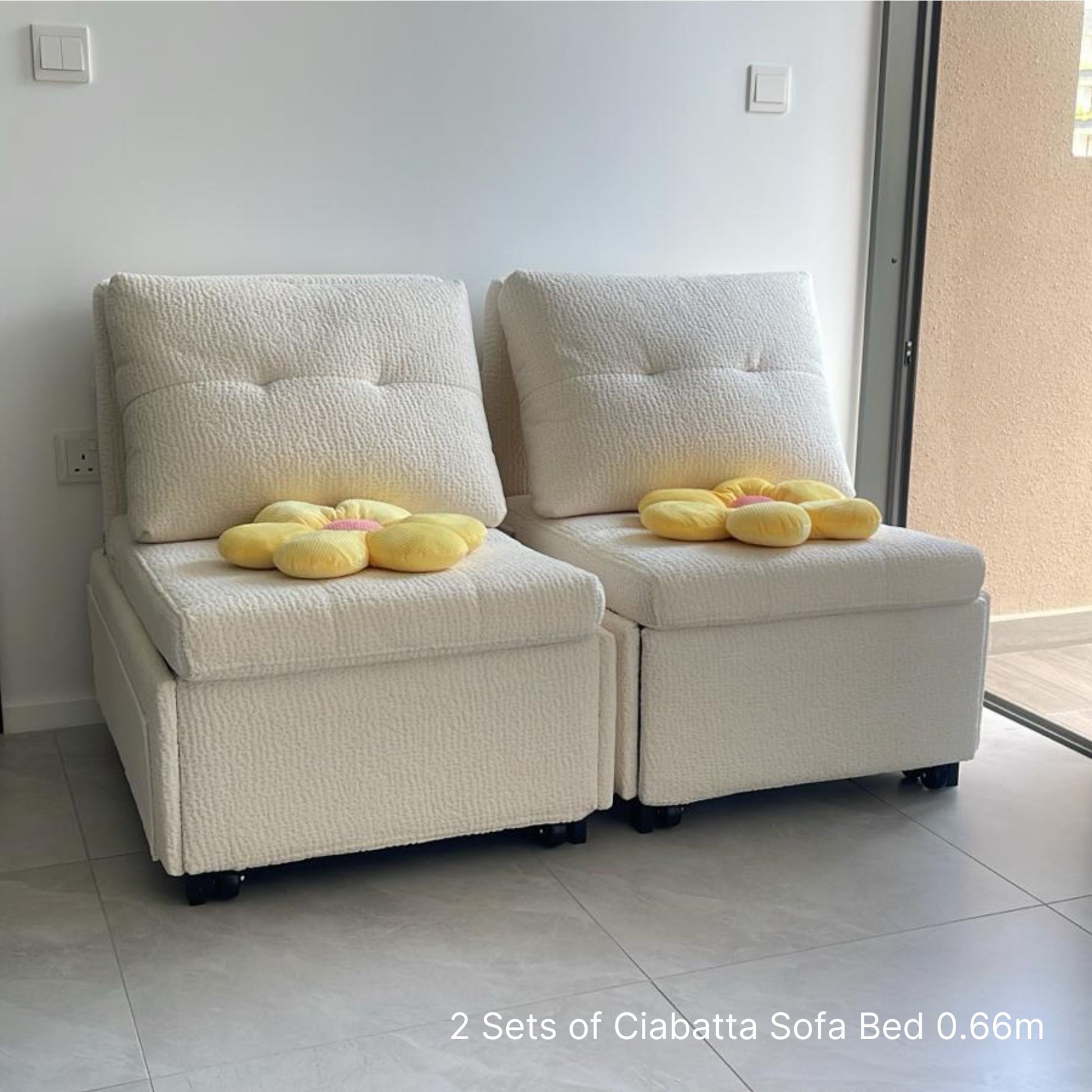 Two sets of Ciabatta sofa bed against a white wall.