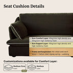 Sofa with seat cushion details on a beige background