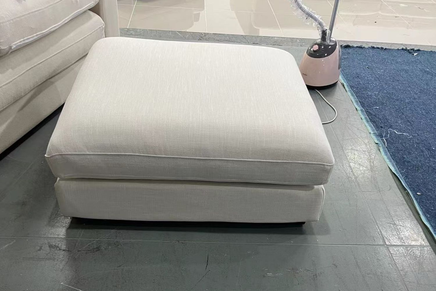 Claudia 100cm x 95cm White Fabric Ottoman Katie | Jun 24