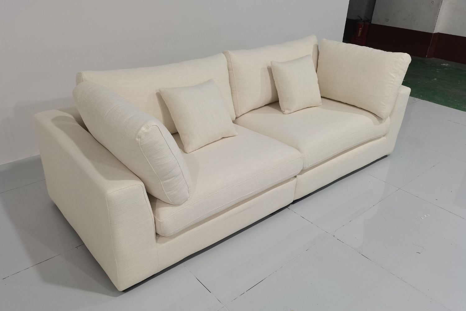 Claudia 240cm White Fabric Sofa Nurul | Aug 24