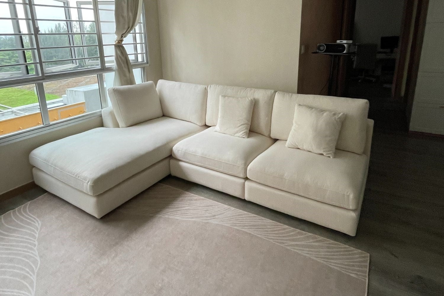 Claudia 260cm White (Toby 02) Fabric Sectional Sofa Fadzli | Apr 24