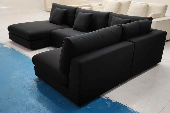 Claudia 300cm Black Fabric U Shape Sectional Sofa Eja | Dec 24