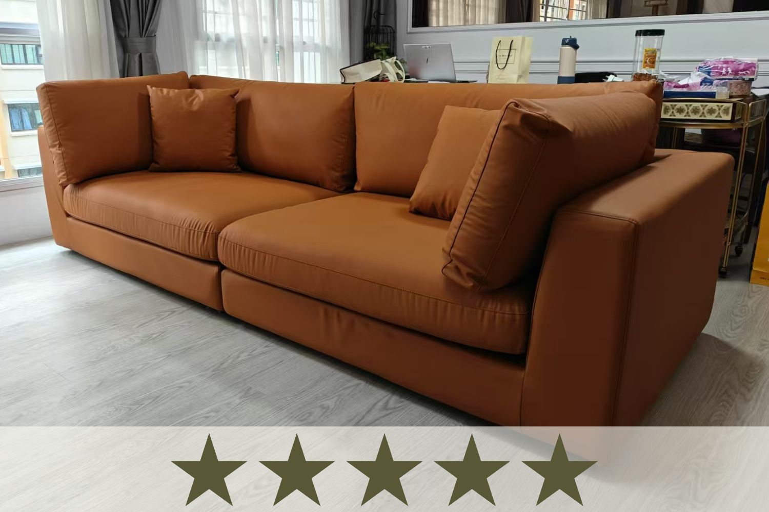 Claudia 4 seater brown faux leather sofa review