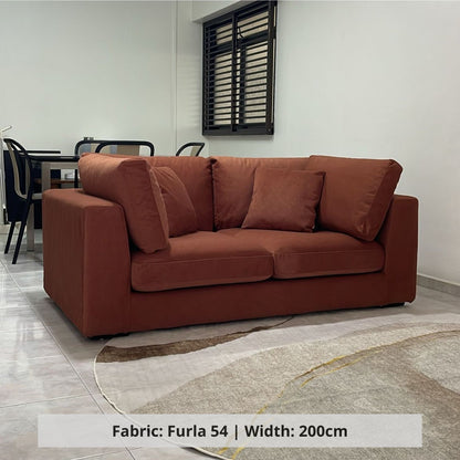 Claudia 2 seater orange pet friendly fabric sofa sample