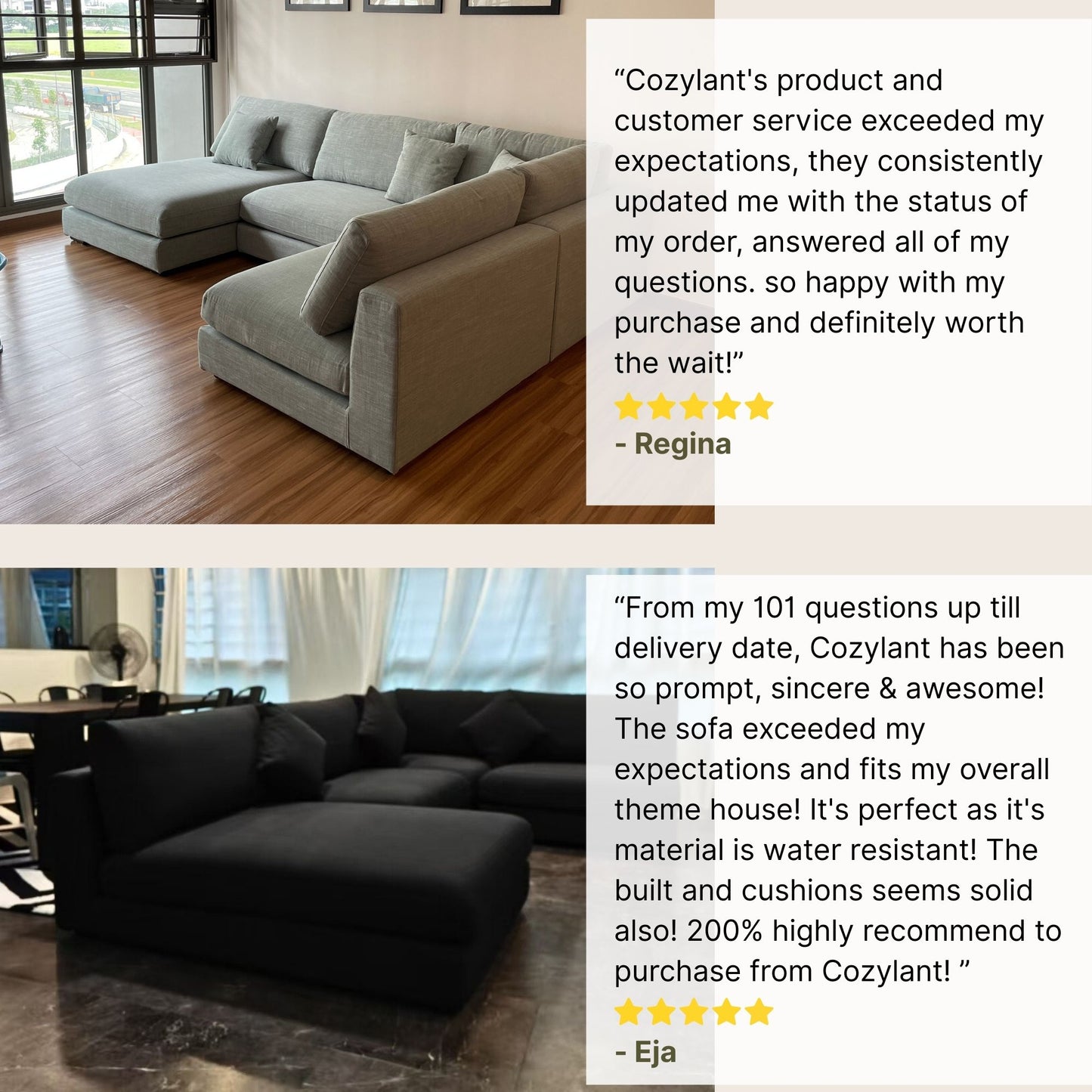 Good reviews of Claudia fabric U-shaped sectional sofa