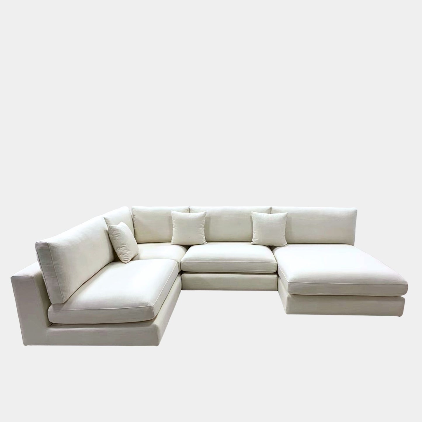 claudia u-shaped sofa right chaise white