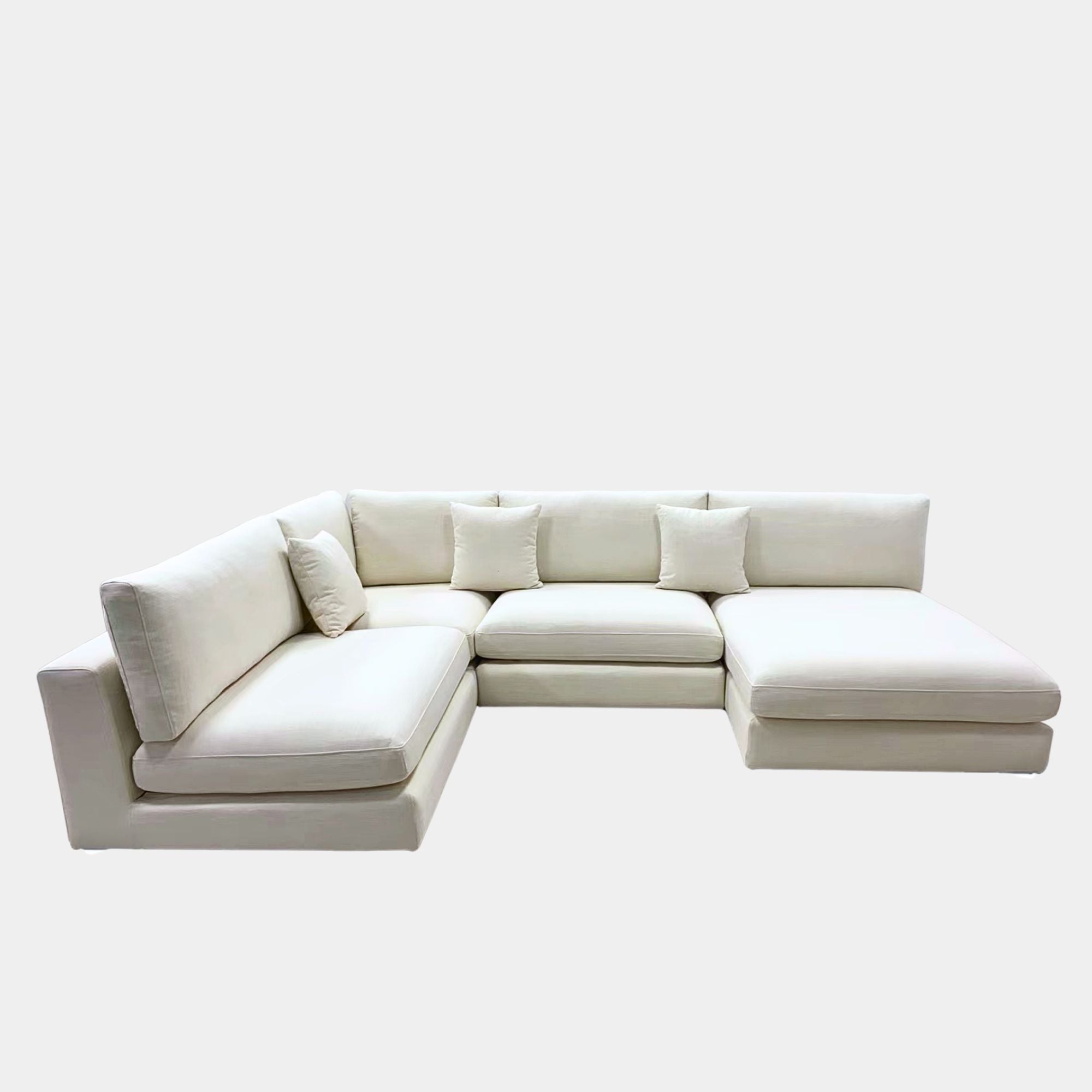 claudia u-shaped sofa right chaise white