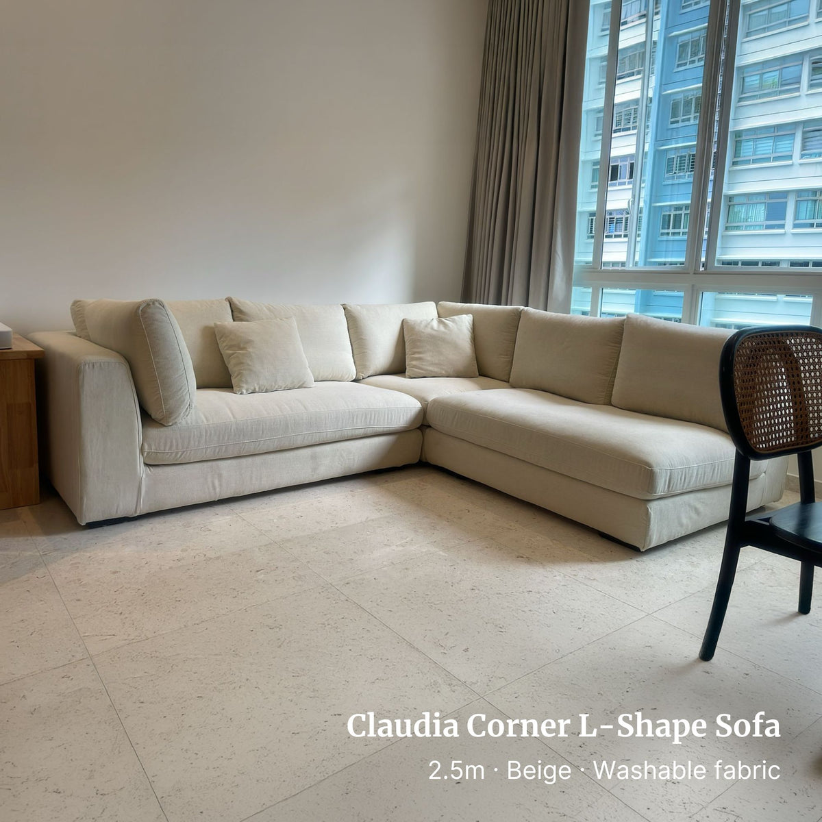 Claudia Fabric L-Shaped Sectional Sofa