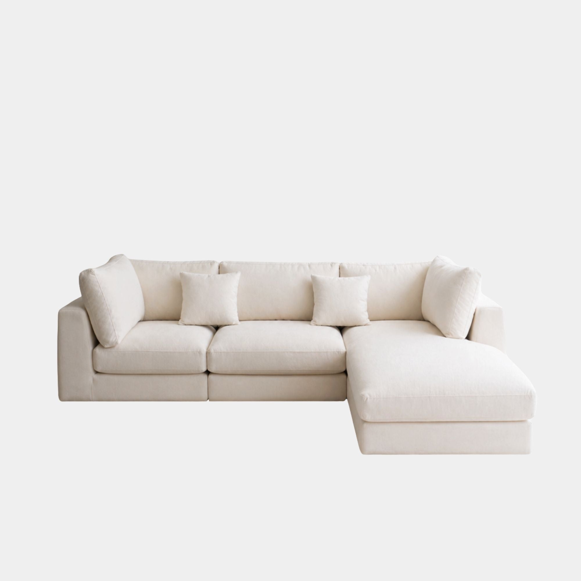 claudia l-shaped sofa right chaise white