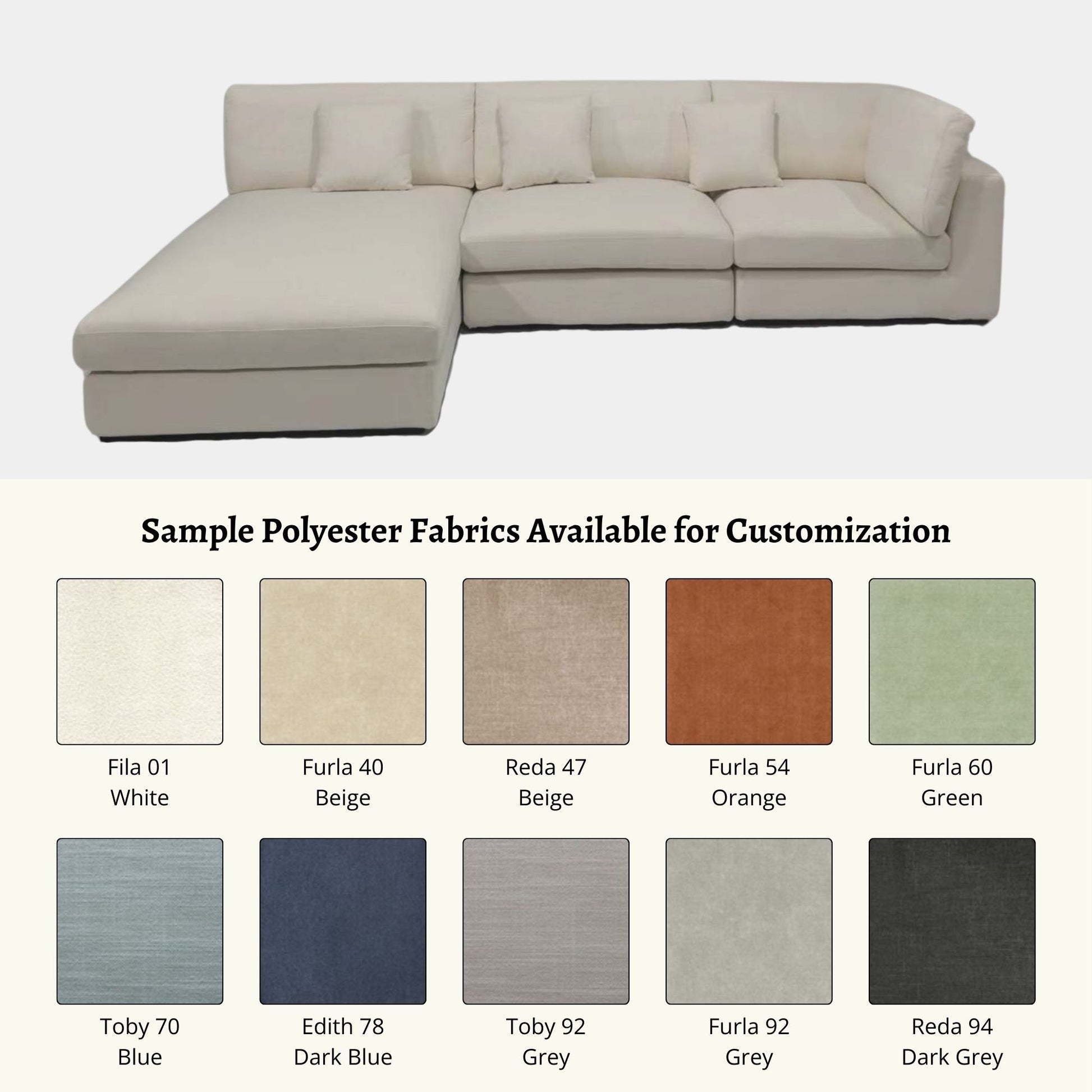 Claudia fabric sectional sofa white left