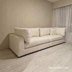 Claudia 4 seater white fabric sofa at 2.8m