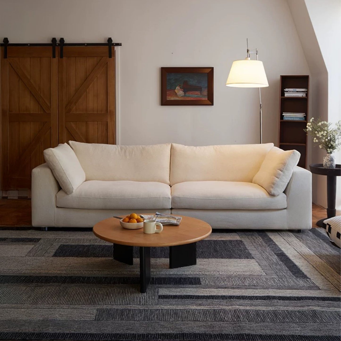 Claudia fabric sofa white in living room setting