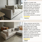 Claudia fabric sofa customer reviews for 3 seater model at the top and 4 seater L shape model at the bottom