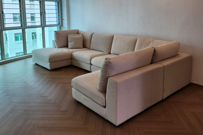 Claudia Fabric U-Shaped Sectional Sofa in Furla 40 pet friendly upholstery