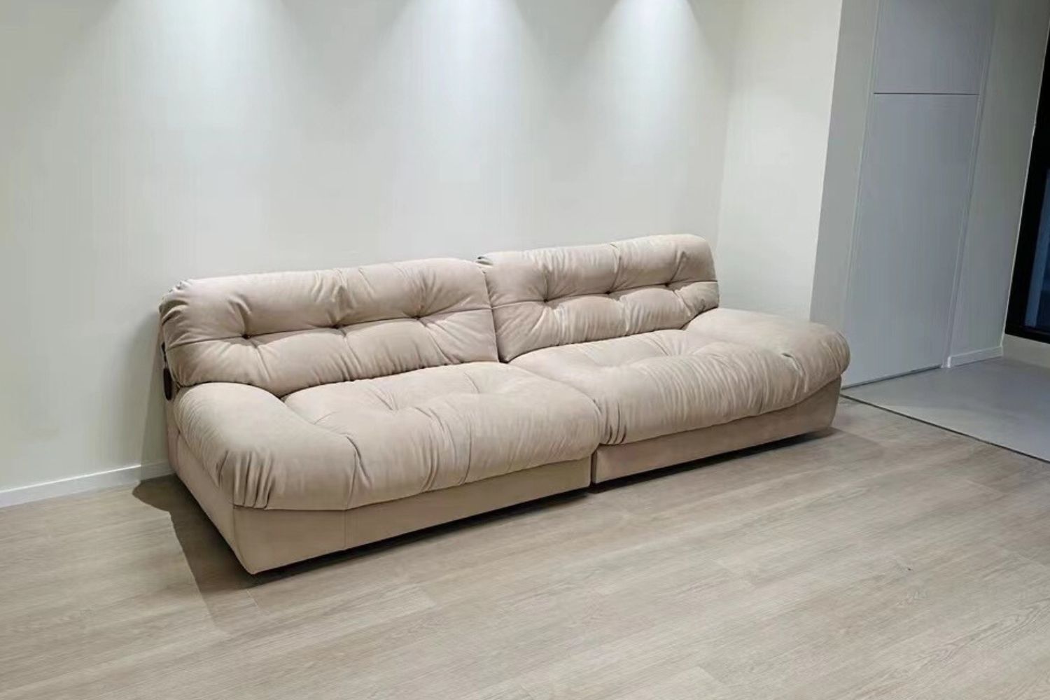 Clora 260cm beige fabric sofa in real homes