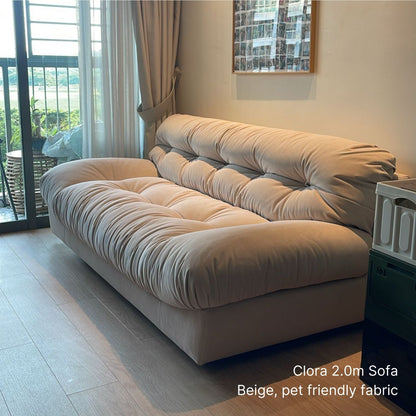 3 seater 200cm Clora fabric sofa delivered to our customer's living room in beige pet friendly fabric