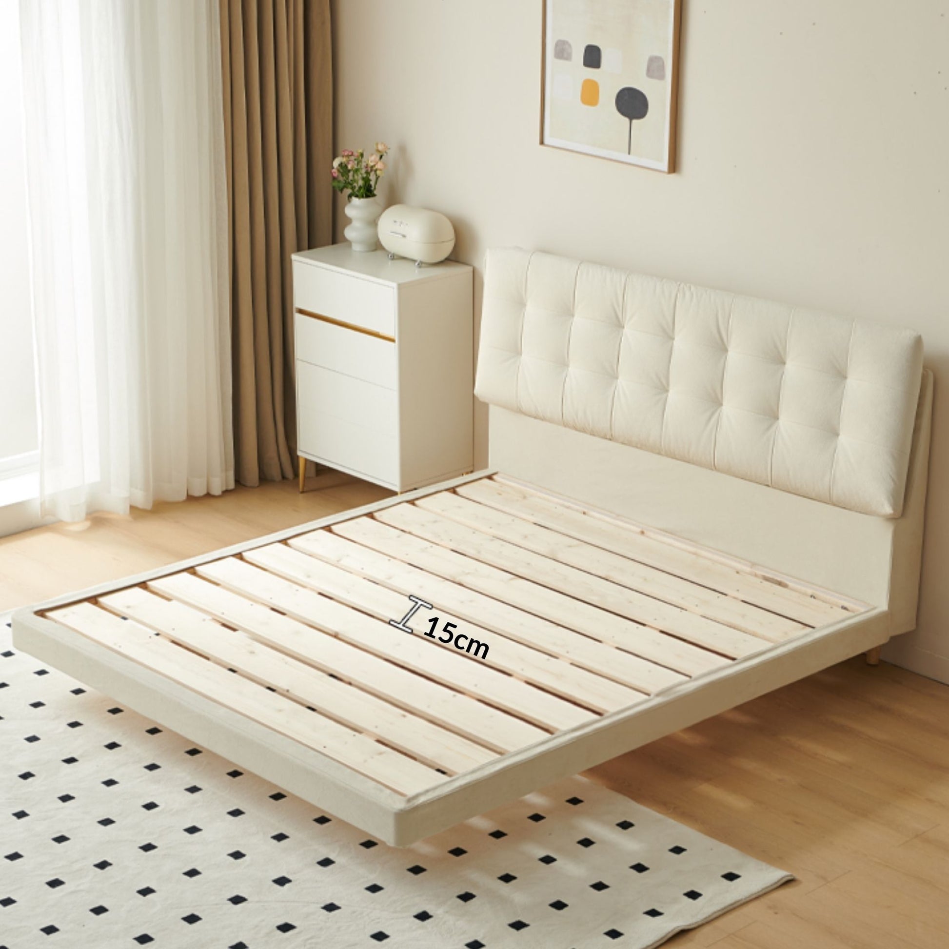 Clora fabric bed frame white