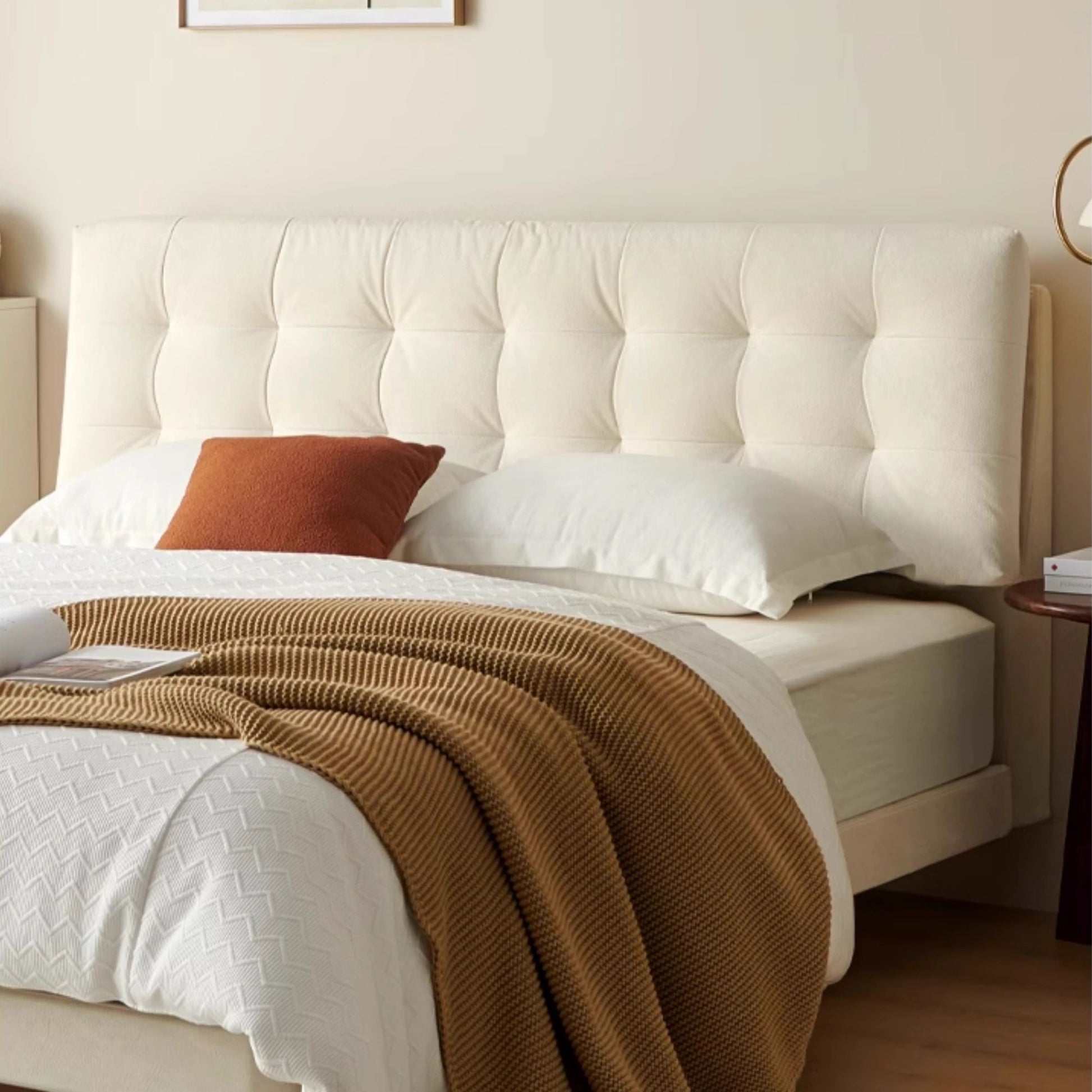 Clora fabric bed frame white