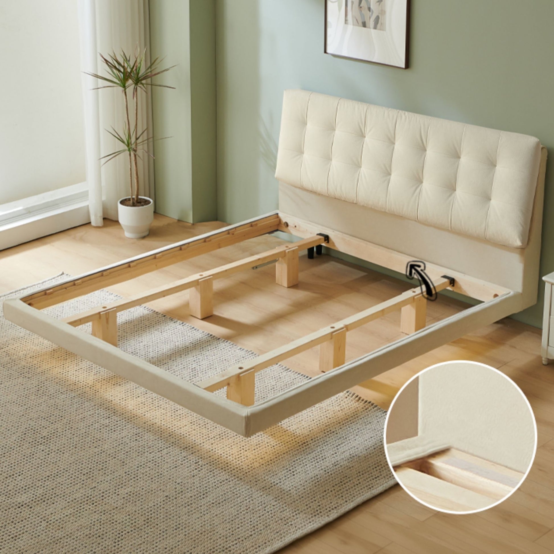 Clora fabric bed frame white