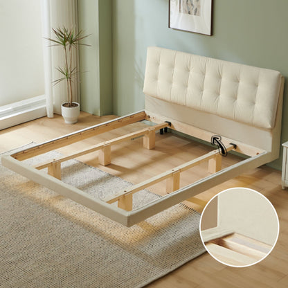 Clora fabric bed frame white