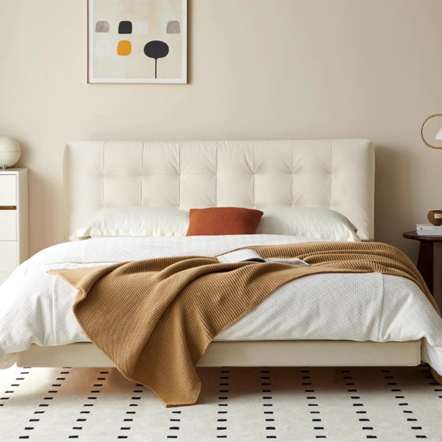 Clora fabric bed frame white