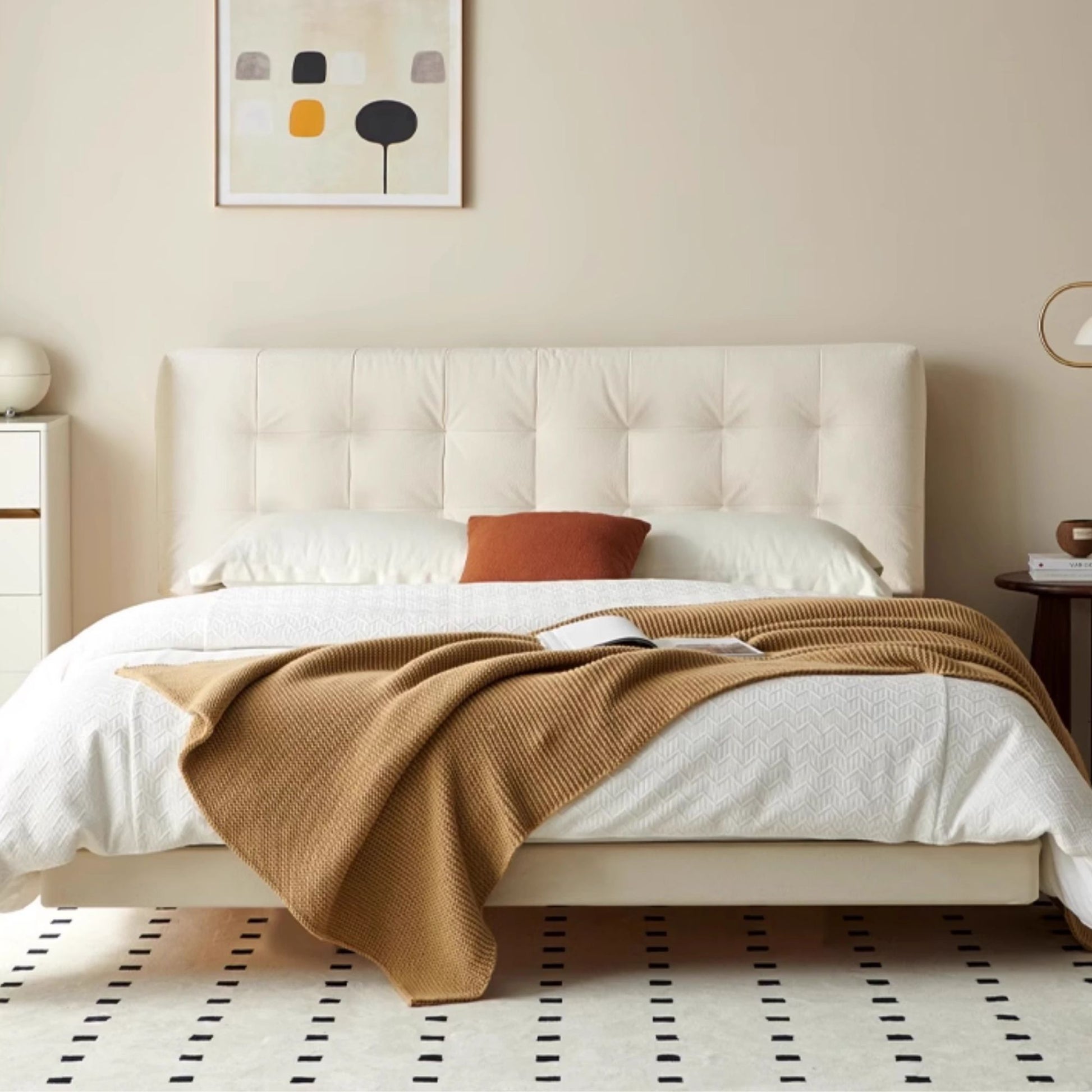 Clora fabric bed frame white