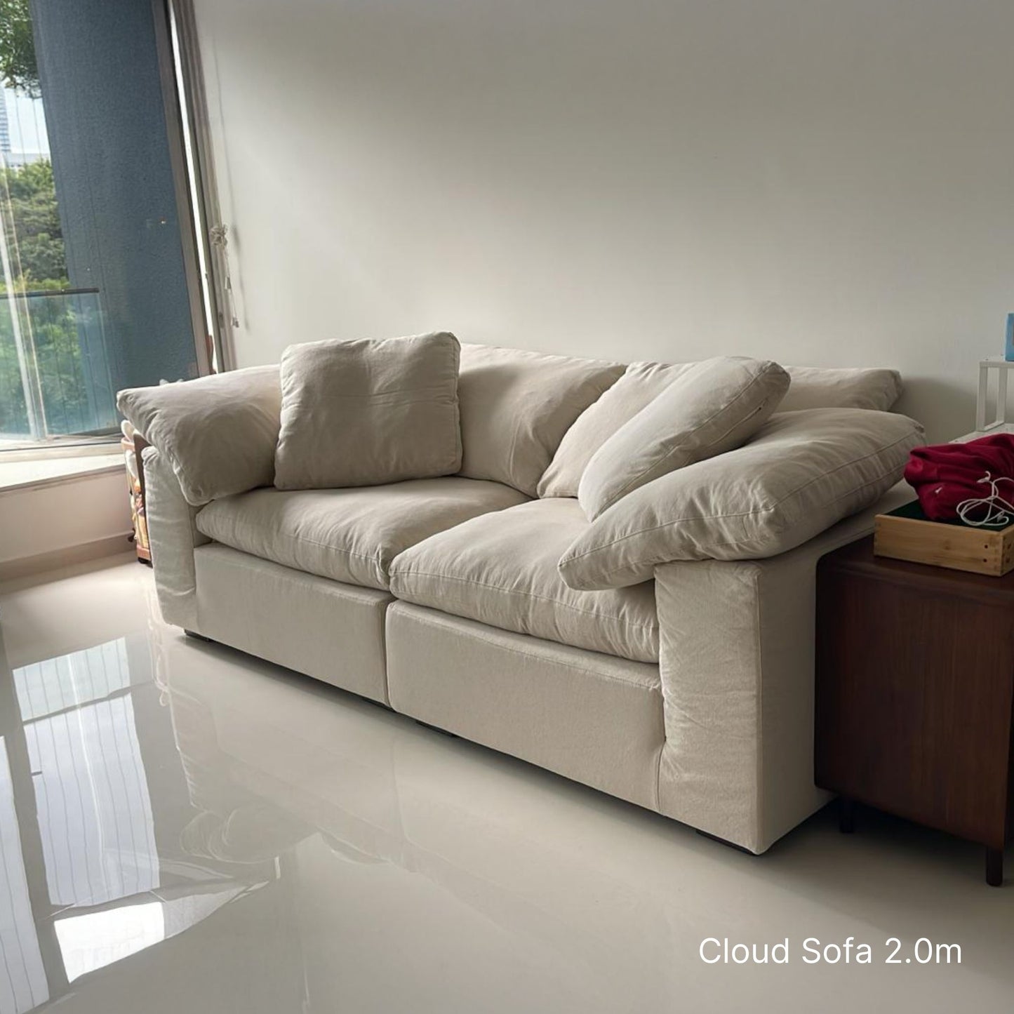 Cloud beige fabric sofa sample at 200cm